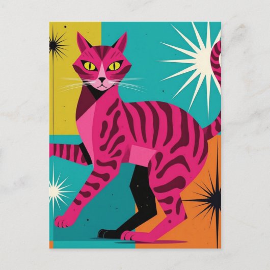 Roze Kitty  Briefkaart (Voorkant)