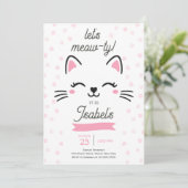 Roze Kitty Cat Verjaardag Kaart (Staand voorkant)