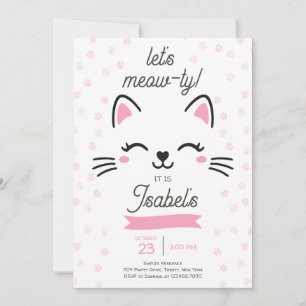 Roze Kitty Cat Verjaardag Kaart