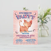 Roze Kitty Cat verjaardagsfeestje Kaart (Staand voorkant)