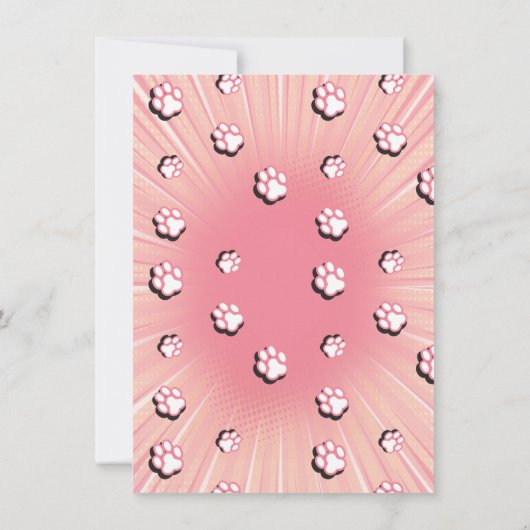 Roze Kitty Cat verjaardagsfeestje Kaart (Achterkant)