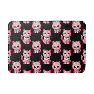 Roze Kitty Cats Design Zwart Badmat