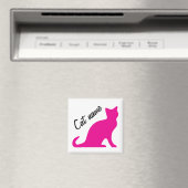 Roze kitty kat silhouet magneten met aangepaste na (Insitu (Vaatwasser))