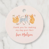 Roze Kitty Kat Spint-effect Verjaardagsfeestje Bedankjes Labels (Voorkant)