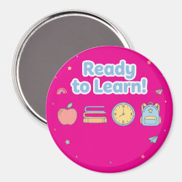 Roze Klaar om te Leren Schattig Terug naar School Magneet