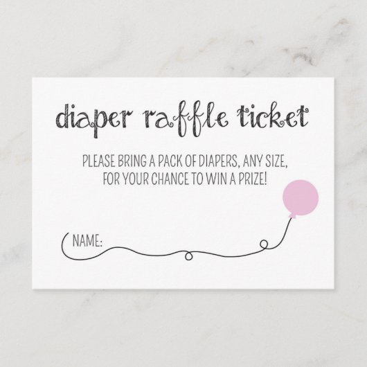 Roze, klaar voor Pop Baby shower, luier, ritssluit Informatiekaartje (Voorkant)