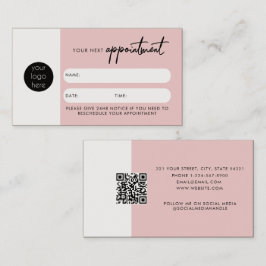 Roze Klantafspraakkaart QR-code Zakelijk Logo Visitekaartje