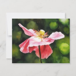 Roze Klaproos Bloem Bloemige Kunst Notitiekaart Se Notitiekaartje
