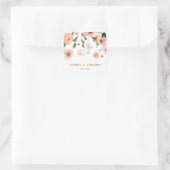 Roze Klaproos Bloemige Bruiloft Vierkante Sticker (Tas)