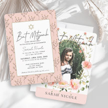 Roze Klaproos Bloemige Foto Bat Mitzvah