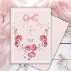 Roze Klaproos Bloemige Vintage Bruiloft Kaart