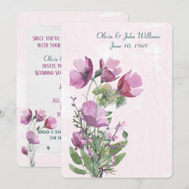 Roze klaproos boeket Huwelijksuitnodiging Kaart
