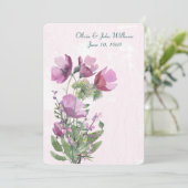 Roze klaproos boeket Huwelijksuitnodiging Kaart (Staand voorkant)