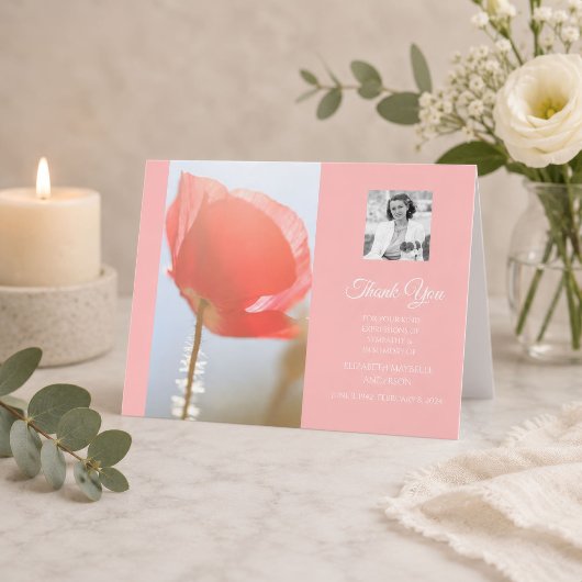 Roze Klaproos Condoleance Dankjewel Bedankkaart