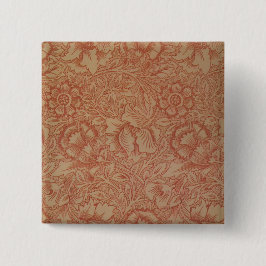 Roze Klaproos (door William Morris) (oud patroon) Vierkante Button 5,1 Cm