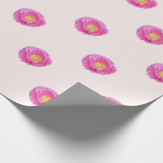 Roze klaproos inpakpapier (Hoek)