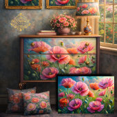 Roze Klaproos Tuin Bloemendecoupage Tissuepapier