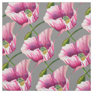 Roze klaproos watercolor bloem kunst stof
