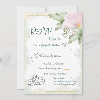 Roze Klaproos Waterverf Bloemen RSVP Kaart