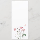 Roze Klaproos Weide Trouw Menu Kaart (Achterkant)