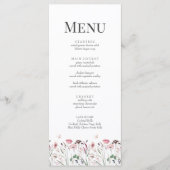 Roze Klaproos Weide Trouw Menu Kaart (Voorkant)