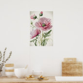 Roze Klaprozen Bloemen Kunstprint Poster (Keuken)