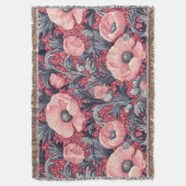 roze klaprozen bloemig deken (Voorkant Verticaal)