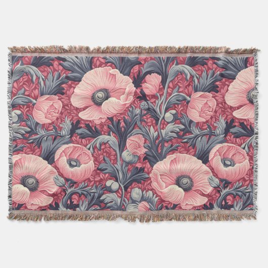 roze klaprozen bloemig deken (Voorkant)