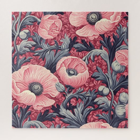 roze klaprozen bloemig legpuzzel (Verticaal)