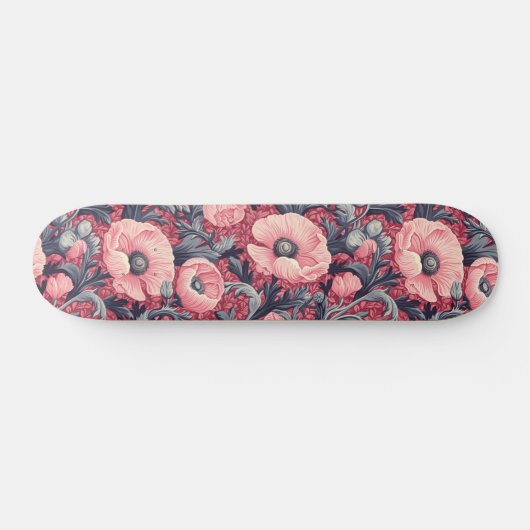 roze klaprozen bloemig persoonlijk skateboard (Horizontaal)
