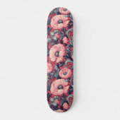 roze klaprozen bloemig persoonlijk skateboard (Voorkant)
