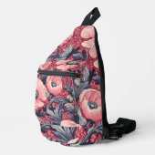 roze klaprozen bloemig sling bag (Rechterhoek)