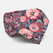 roze klaprozen bloemig stropdas (Opgerold)