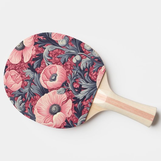  roze klaprozen bloemig tafeltennisbatje (Zijkant)