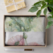 Roze klaprozen, delicate bloemige Waterverf Tissuepapier (Geschenk)