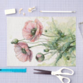 Roze klaprozen, delicate bloemige Waterverf Tissuepapier (Craft)