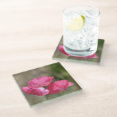 Roze Klaprozen Glazen Onderzetter (Schuin)