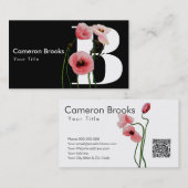 Roze klaprozen & initials visitekaartje (Voorkant / Achterkant)