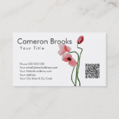 Roze klaprozen & initials visitekaartje (Achterkant)