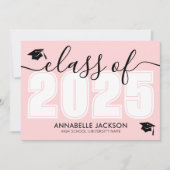 Roze Klasse van 2025 Graduation Party Kaart (Voorkant)