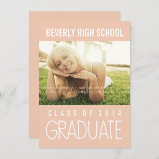  roze klasse van de Graduation Party Photo van 201 Kaart (Voorkant / Achterkant)
