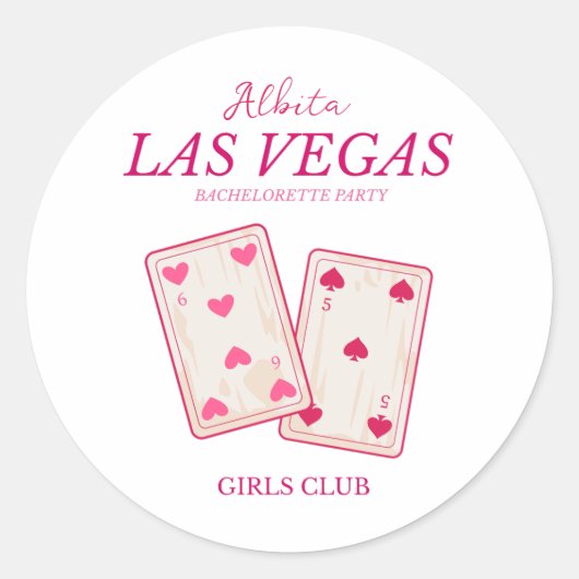 Roze klassiek Las Vegas Bachelorette Ronde Sticker (Voorkant)