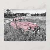 Roze klassieke auto briefkaart (Voorkant)