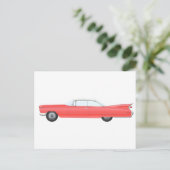 Roze Klassieke Auto Briefkaart (Staand voorkant)