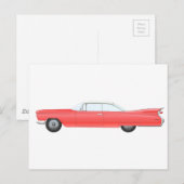 Roze Klassieke Auto Briefkaart (Voorkant / Achterkant)