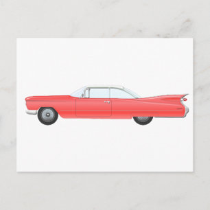 Roze Klassieke Auto Briefkaart
