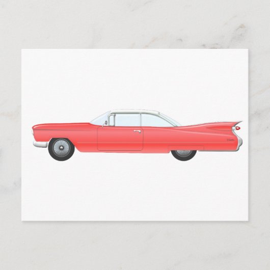 Roze Klassieke Auto Briefkaart (Voorkant)