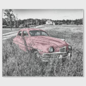 Roze klassieke auto cadeaupapier (Vlak)