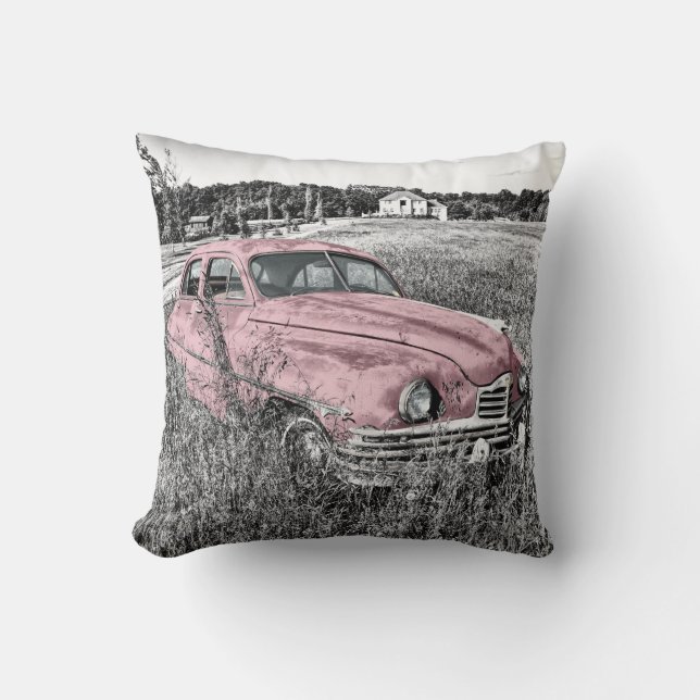 Roze klassieke auto kussen (Voorkant)