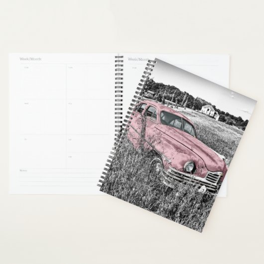 Roze klassieke auto planner (Display)